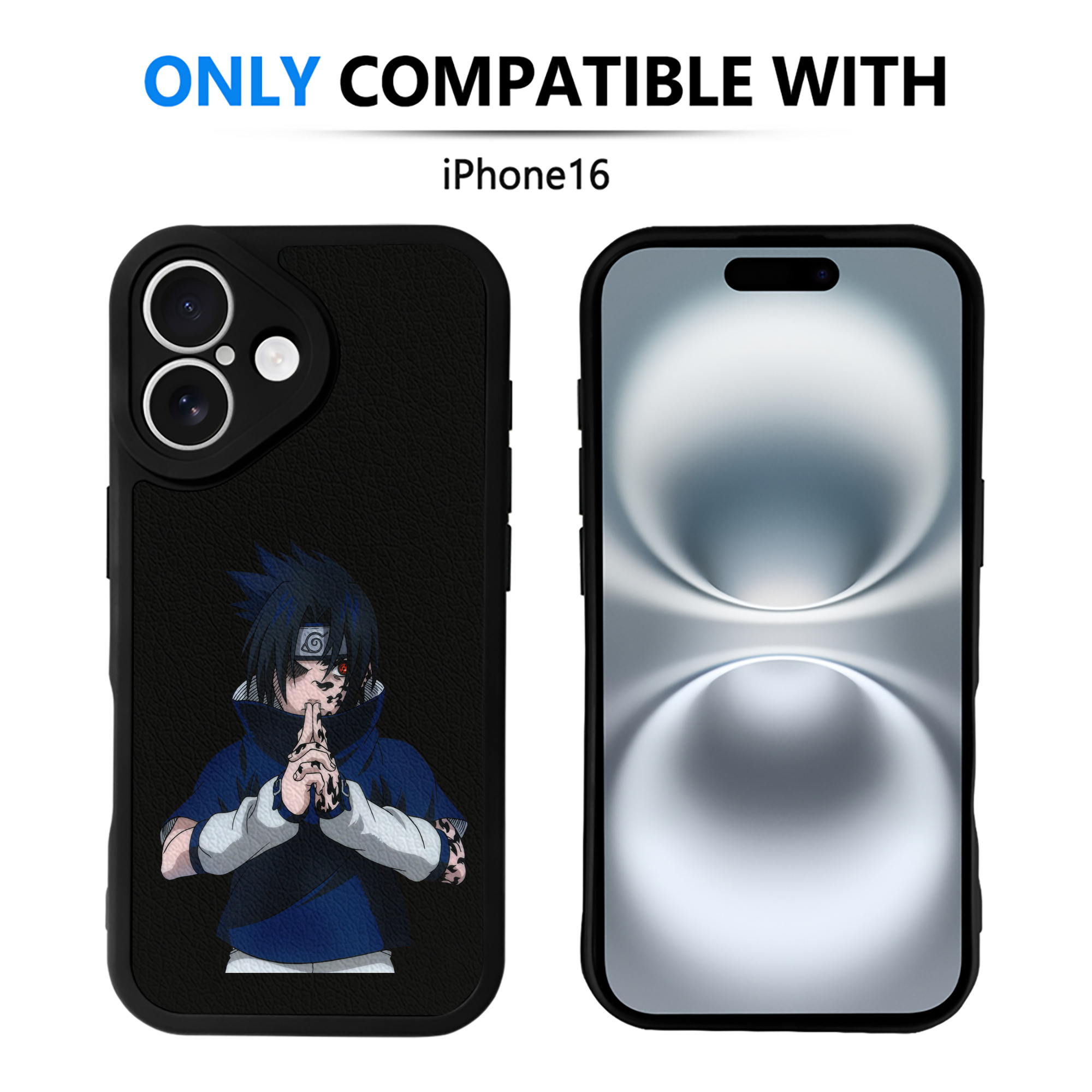 （画像用） NARUTO -ナルト- うちは サスケ Uchiha Sasuke 【iPhone 16シリーズ対応】シリコンスマホケース（レザー調） 材質：シリコン